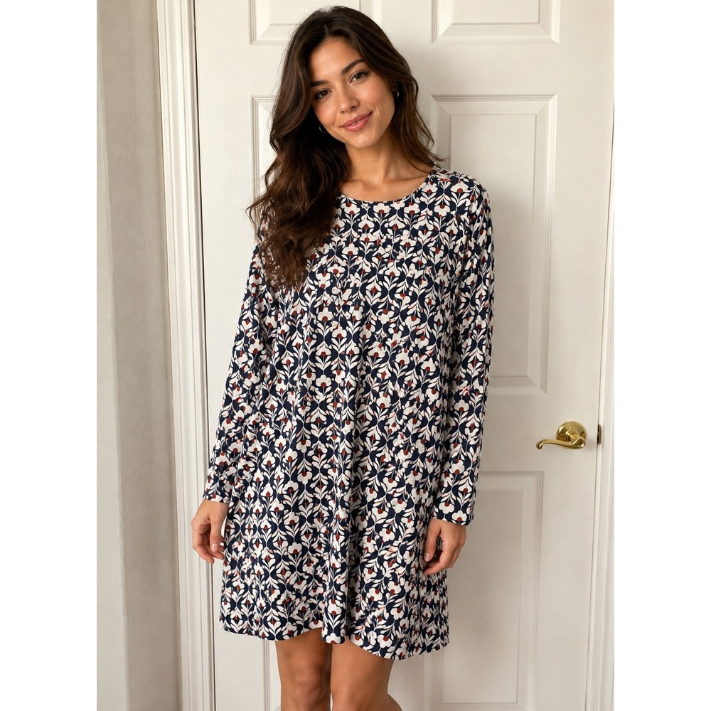 Boden Navy Blue Floral Cotton Dress – Size 14R